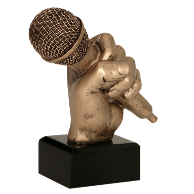 Statuetka odlewana  muzyka  dłoń trzymająca mikrofon DJ BEND.png