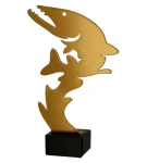 Wędkarstwo Trofeum Statuetka metalowe z marmurową podstawą - szczupak