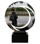 Trofeum metalowe z marmurową podstawą - Wędkarstwo