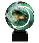 Trofeum metalowe z marmurową podstawą - Wędkarstwo