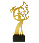 Straż Trofeum metalowe z marmurową podstawą - strażak