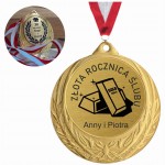 Prezent Upominek na Rocznicę Ślubu Związku Złoty Medal z Grawerem