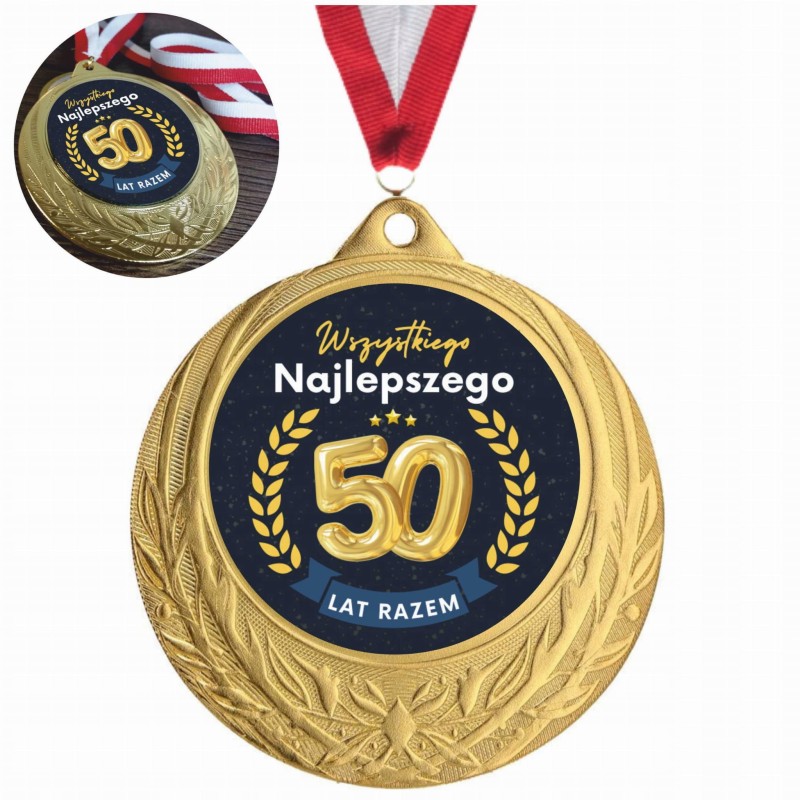 Prezent Upominek na Rocznicę Ślubu Związku Złoty Medal z Nadrukiem main