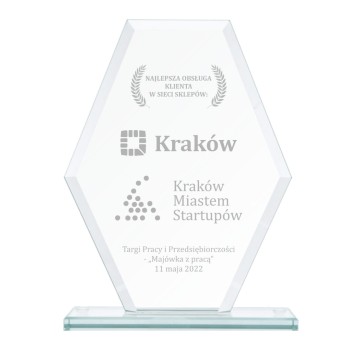 Grawerowana Statuetka Szklana GS112 z Twoją Personalizacją - Idealna na Prezent, Nagrodę, Podziękowanie