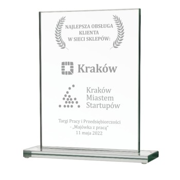 Grawerowana Statuetka Szklana 80033 z Twoją Personalizacją - Idealna na Prezent, Nagrodę, Podziękowanie