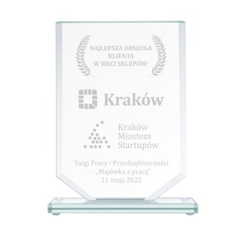 Grawerowana Statuetka Szklana GS115 z Twoją Personalizacją - Idealna na Prezent, Nagrodę, Podziękowanie