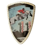 Tarcza plastikowa złota z nadrukiem - JEŹDZIECTWO