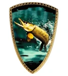 Tarcza plastikowa złota z nadrukiem - SZCZUPAK