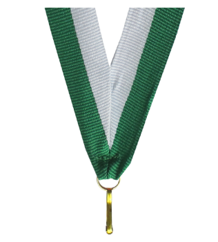 Wstążka 22 mm - biało-zielona