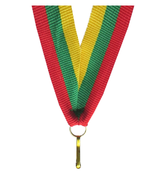 Wstążka 22 mm - żółto-zielono-czerwona