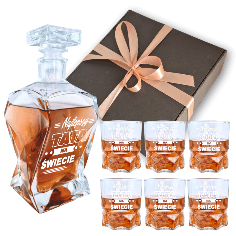 Prezent dla Taty z Grawerem - Karafka do Whisky ze Szklankami w pudełku