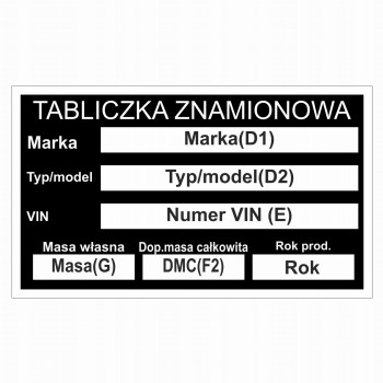 Tabliczka znamionowa zastępcza z wypełnieniem