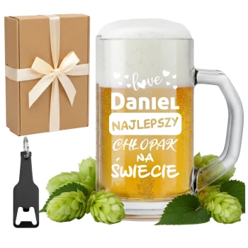 KUFEL DO PIWA Z GRAWEREM PREZENT NA WALENTYNKI DLA NIEGO ZESTAW 640ML
