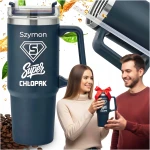 KUBEK TERMICZNY DUŻY SŁOMKA UCHWYT GRAWER PREZENT NA WALENTYNKI DLA NIEGO 880 ML