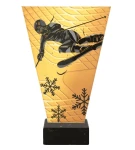 Narciarstwo statuetka szklana z nadrukiem - VL1-A/SKI2/BK-PW