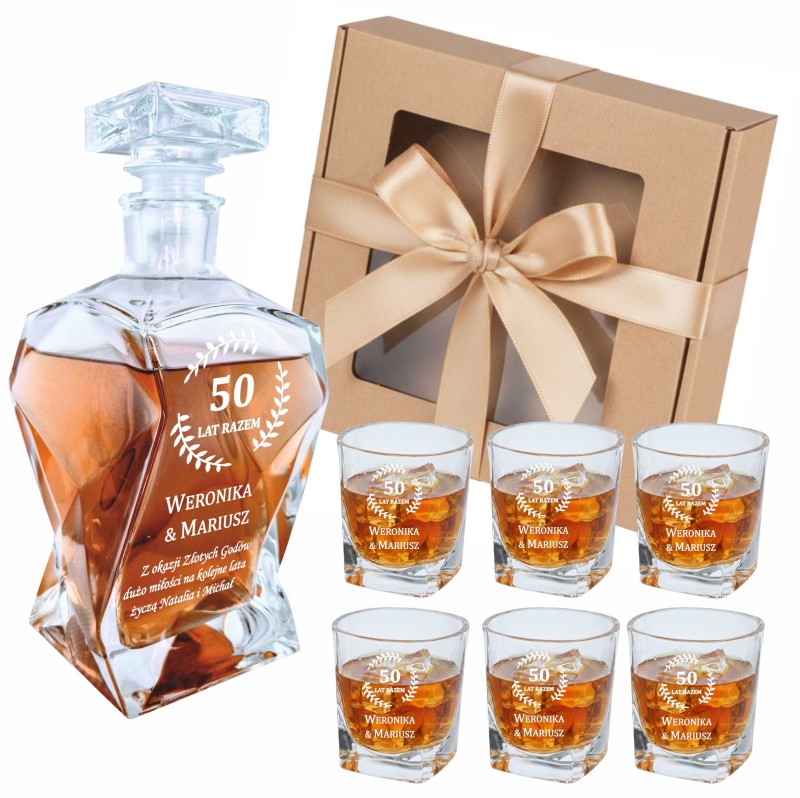 Prezent na Rocznice Ślubu Grawerowana Karafka do Whisky z pudełkiem.jpg