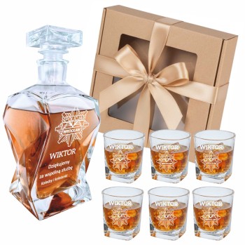 Prezent dla Strażaka Policjanta Karafka i Szklanki z Grawerem do Whisky 