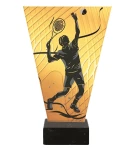 Tenisowa statuetka szklana z nadrukiem mężczyzny - VL1-B/TEN2/BK-PW