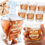 Karafka szklana do Whisky z Grawerem + 6 szklanek | Prezent na urodziny