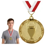 Medale dla Dzieci Dzień Dziecka Złote FI 32 mm Wstążka Gratis Zawody Szkoła Turniej