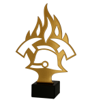 Strażactwo Trofeum Statuetka metalowe z marmurową podstawą - insygnia