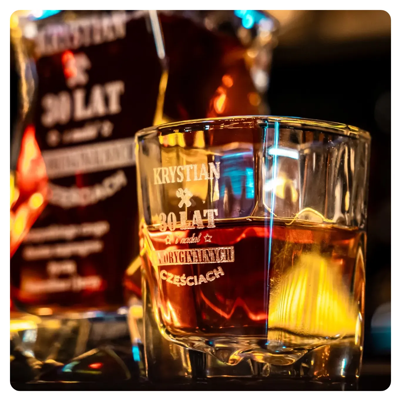 Komplet do whisky z personalizacją trwale grawerowane szkło